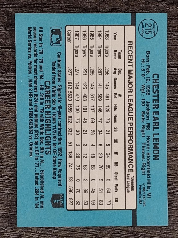 1988 Donruss #215 Chet Lemon