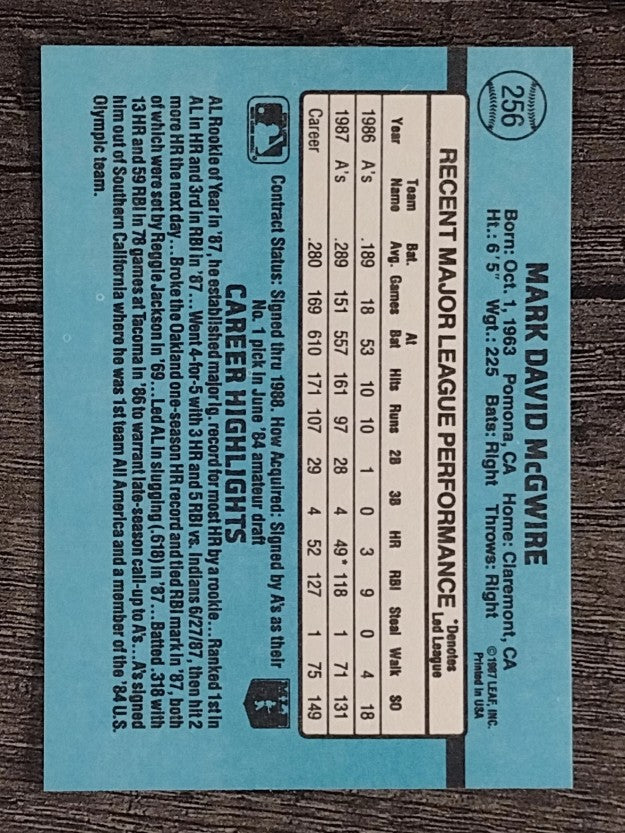 1988 Donruss #256 Mark McGwire