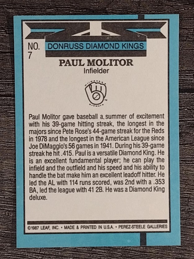 1988 Donruss #7 Paul Molitor DK