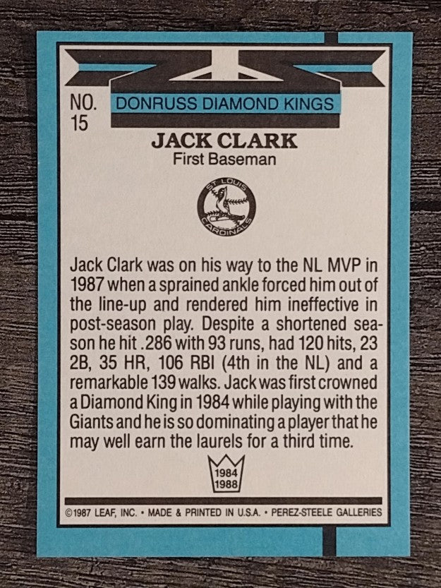 1988 Donruss #15 Jack Clark DK