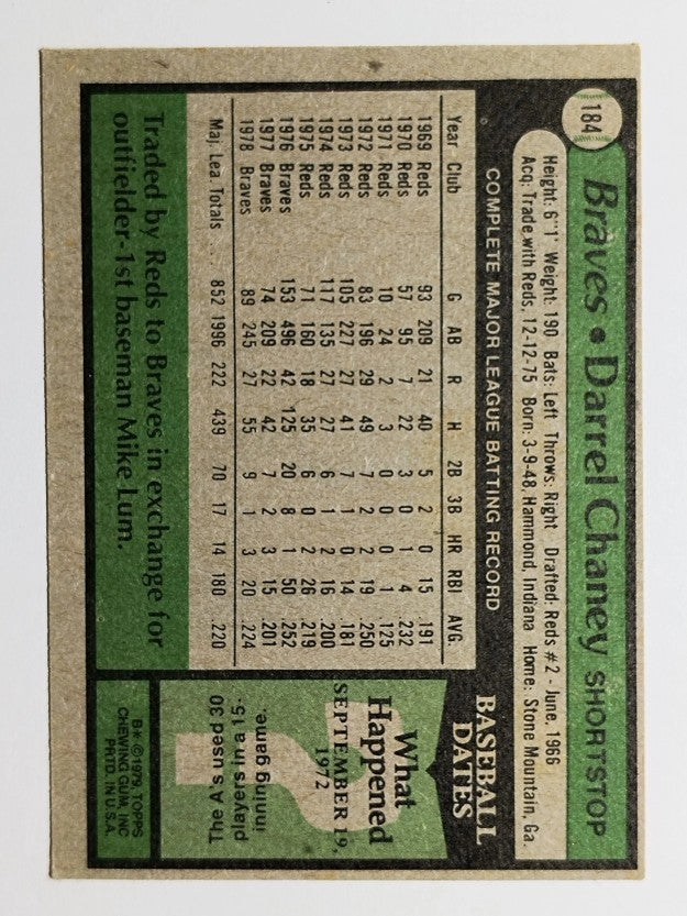 1979 Topps #184 Darrel Chaney (EX)