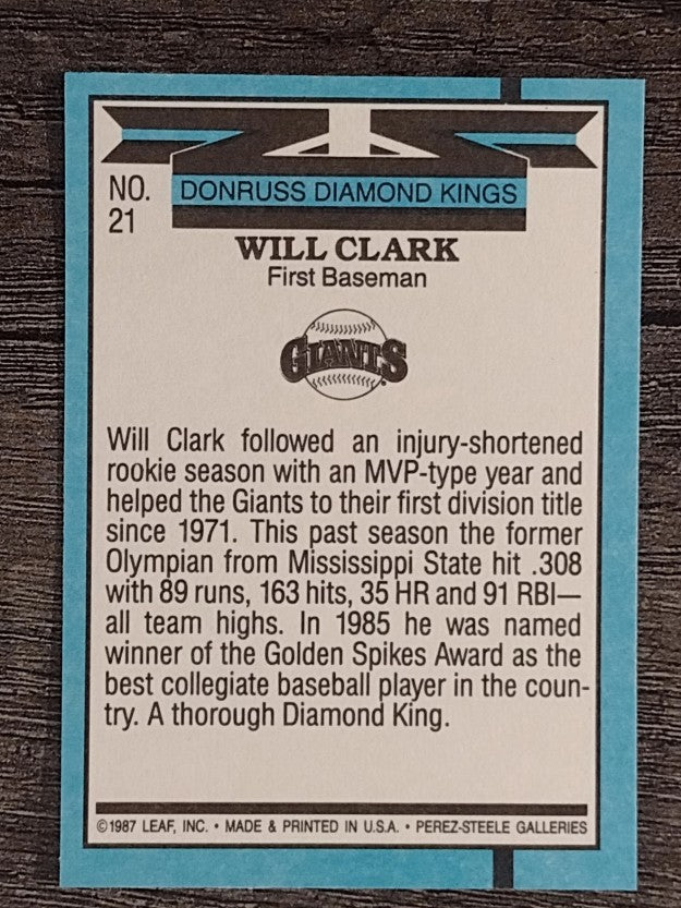1988 Donruss #21 Will Clark DK