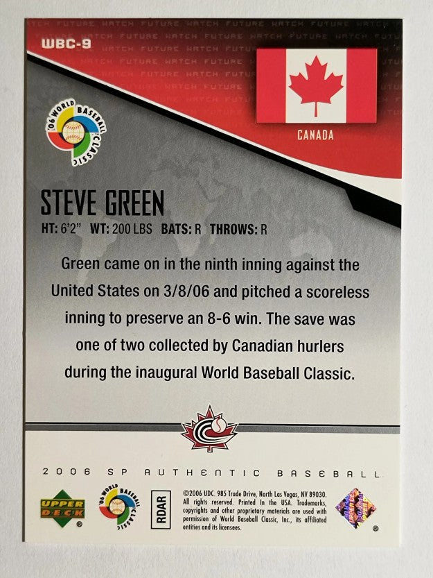 2006 SP Authentic WBC Future Watch #9 Steve Green