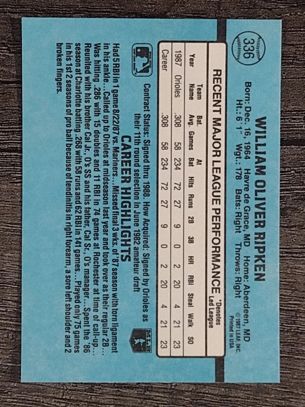 1988 Donruss #336 Bill Ripken RC