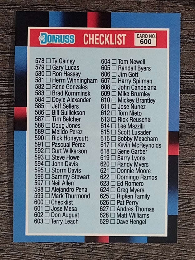 1988 Donruss #600A Checklist 578-660/BC1-BC26