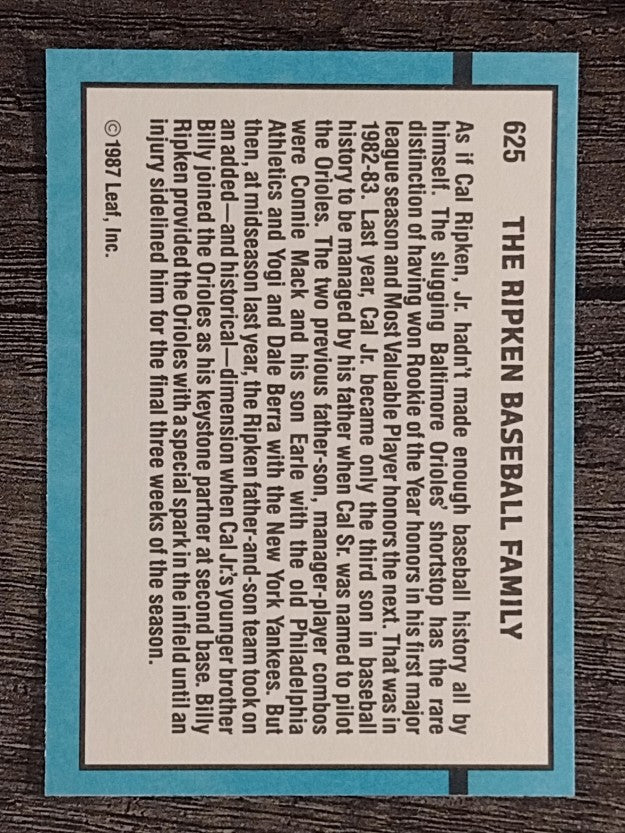 1988 Donruss #625 The Ripken Family/Billy/Cal Sr./Cal Jr.