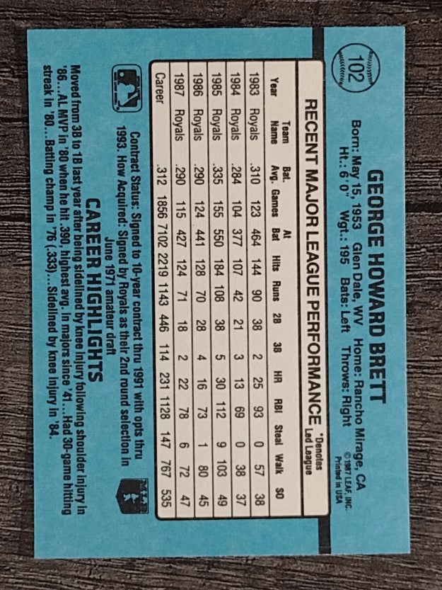 1988 Donruss #102 George Brett