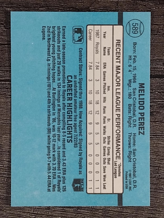 1988 Donruss #589 Melido Perez RC