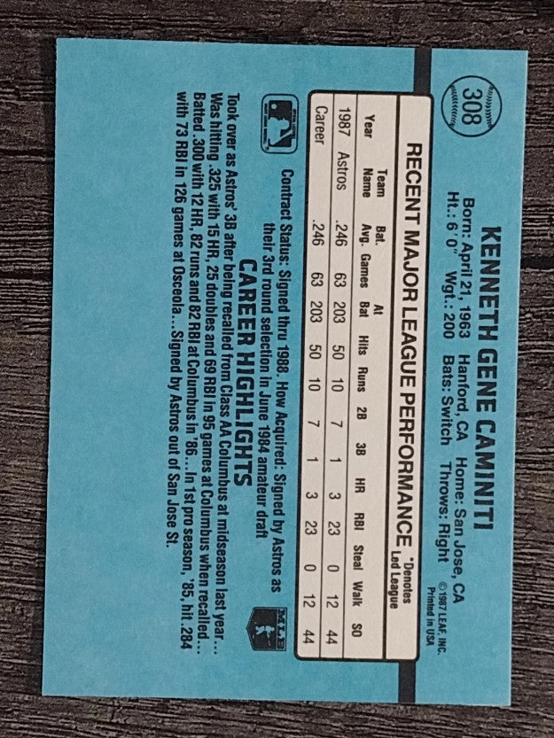 1988 Donruss #308 Ken Caminiti RC