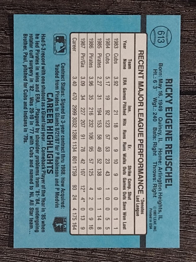 1988 Donruss #613 Rick Reuschel