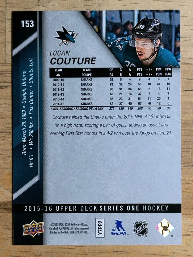 2015-16 Upper Deck #153 Logan Couture