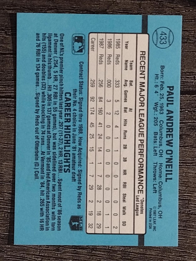 1988 Donruss #433 Paul O'Neill