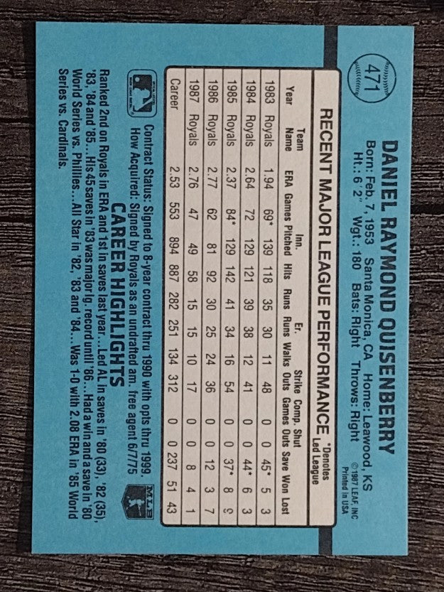 1988 Donruss #471 Dan Quisenberry