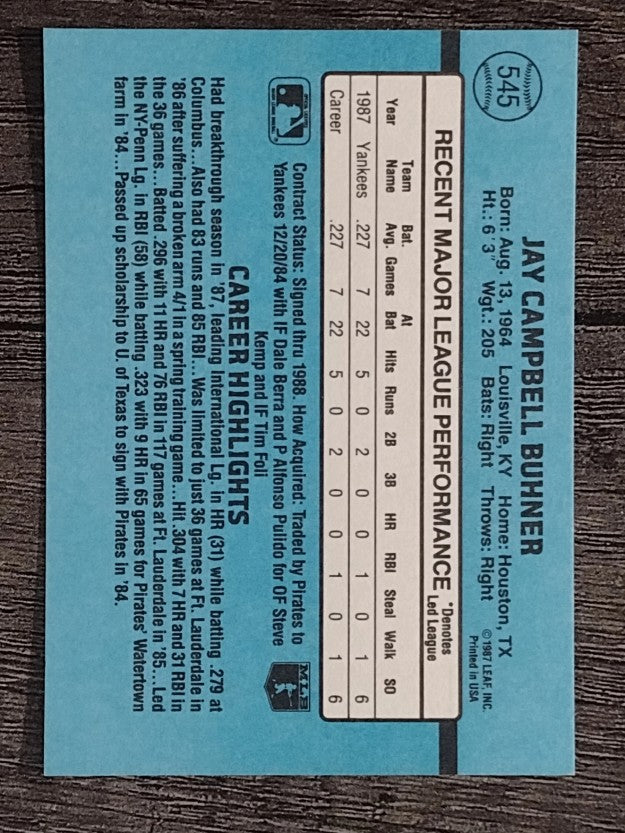 1988 Donruss #545 Jay Buhner RC