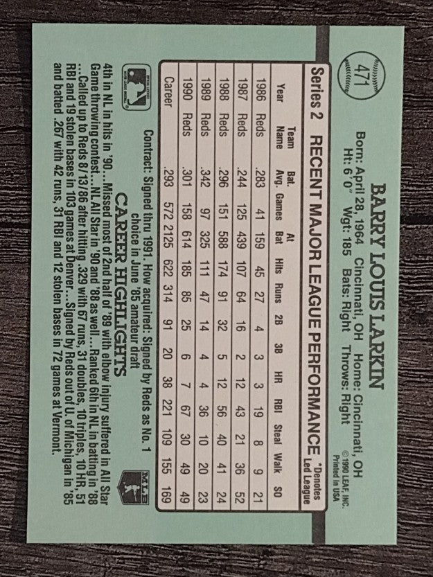 1991 Donruss #471 Barry Larkin