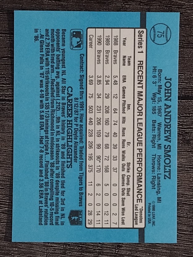 1991 Donruss #75 John Smoltz