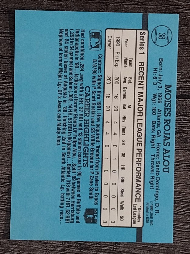1991 Donruss #38 Moises Alou RR