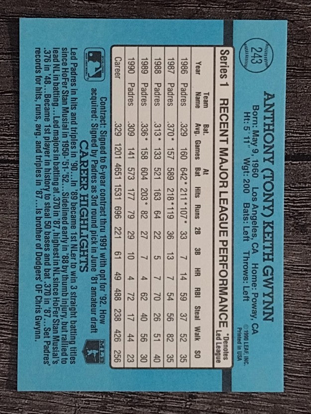 1991 Donruss #243 Tony Gwynn