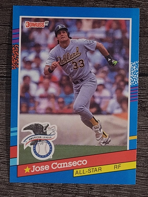 1991 Donruss #50A Jose Canseco AS ERR/Team in stat box A's