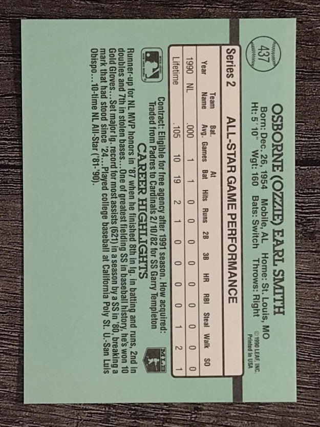 1991 Donruss #437 Ozzie Smith AS