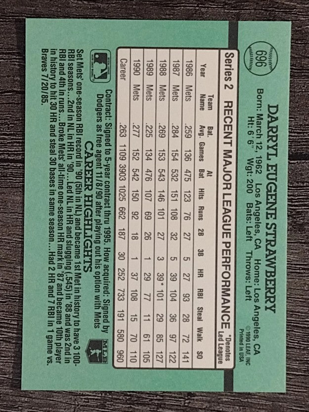 1991 Donruss #696 Darryl Strawberry
