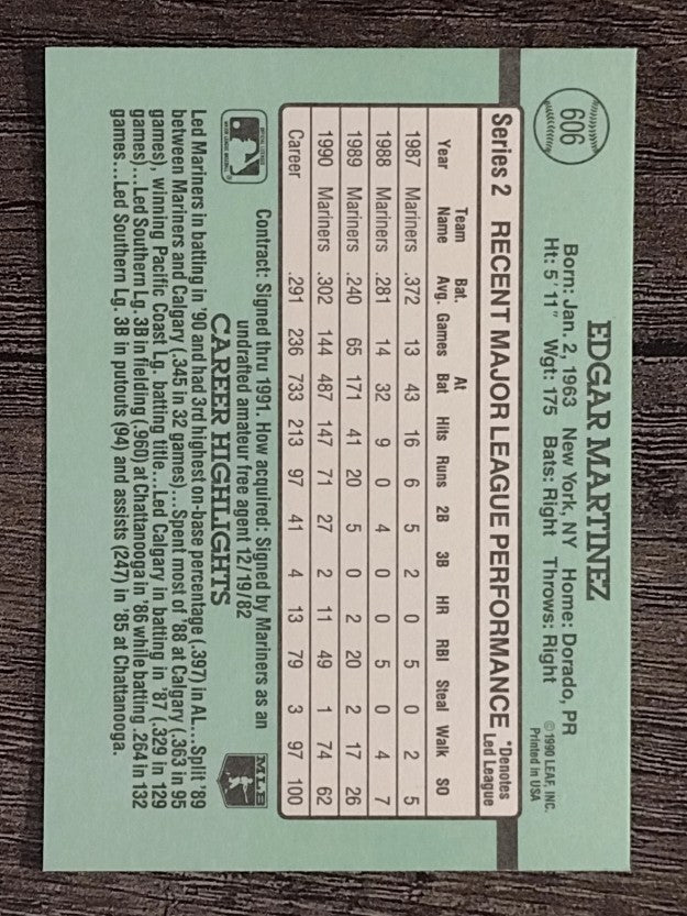 1991 Donruss #606 Edgar Martinez