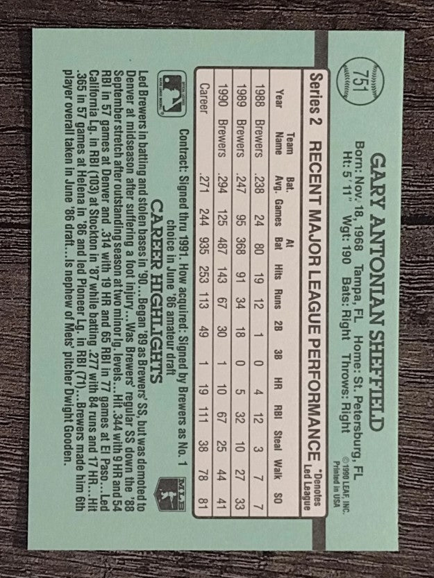 1991 Donruss #751 Gary Sheffield