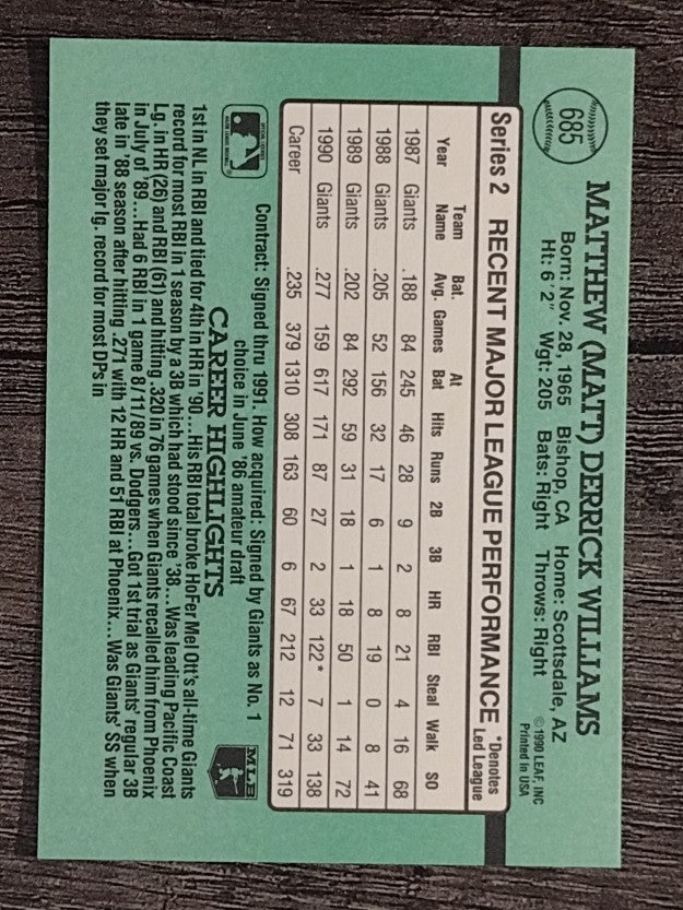 1991 Donruss #685 Matt Williams