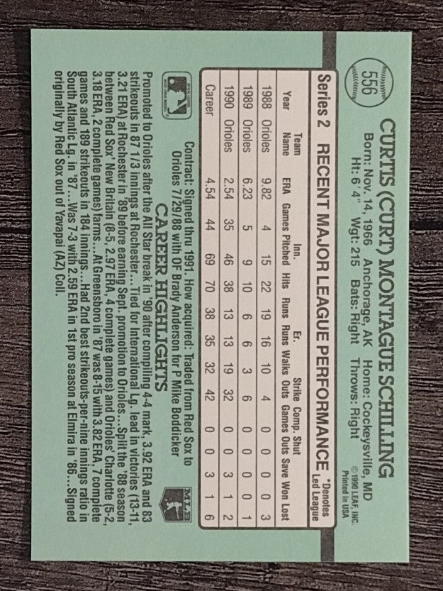 1991 Donruss #556 Curt Schilling