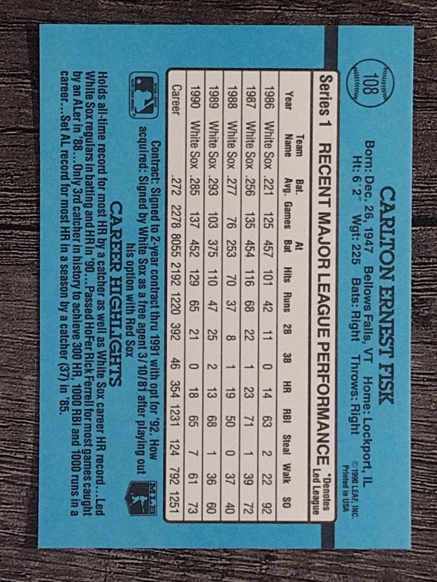 1991 Donruss #108 Carlton Fisk