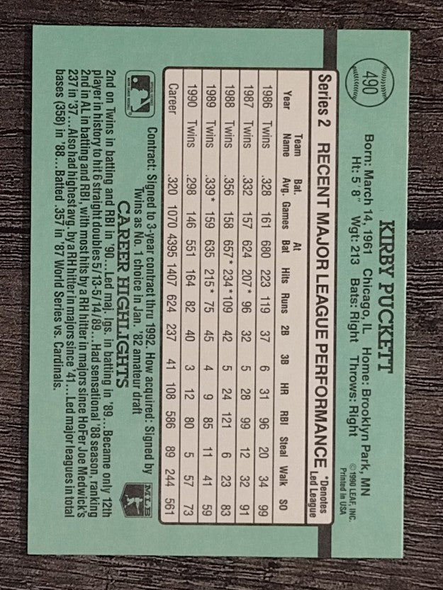 1991 Donruss #490 Kirby Puckett