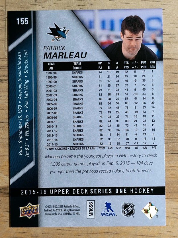 2015-16 Upper Deck #155 Patrick Marleau