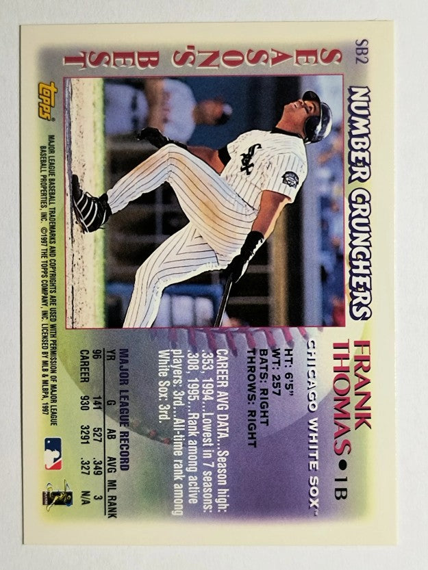 1997 Topps Season's Best #SB2 Frank Thomas
