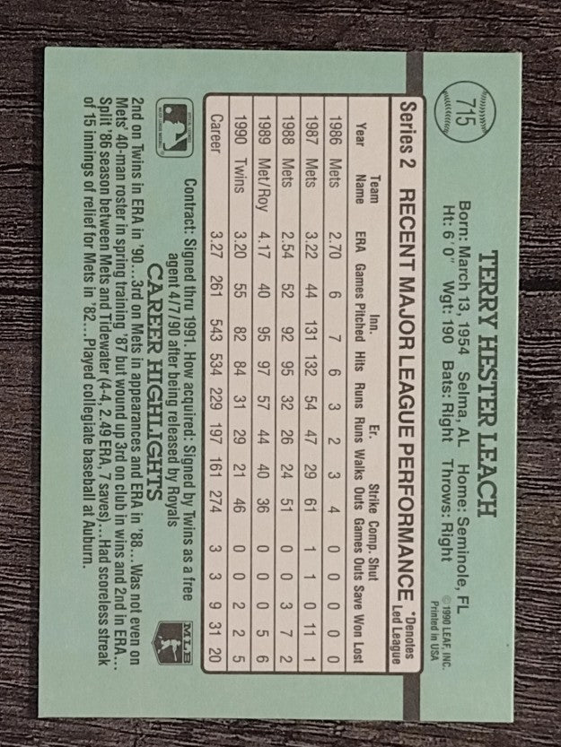 1991 Donruss #715 Terry Leach