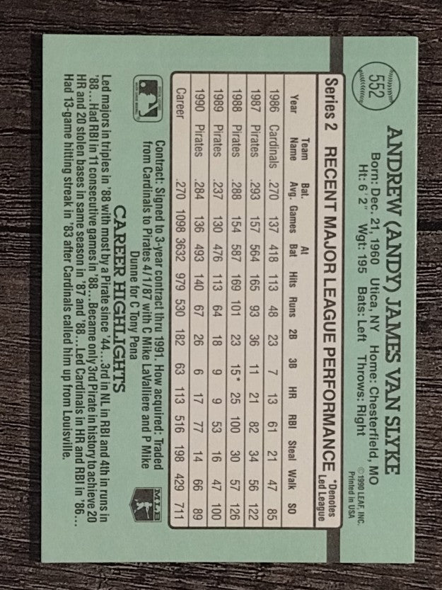 1991 Donruss #552 Andy Van Slyke