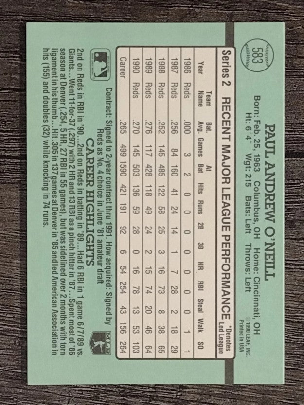 1991 Donruss #583 Paul O'Neill