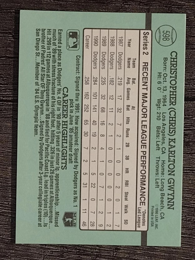 1991 Donruss #598 Chris Gwynn