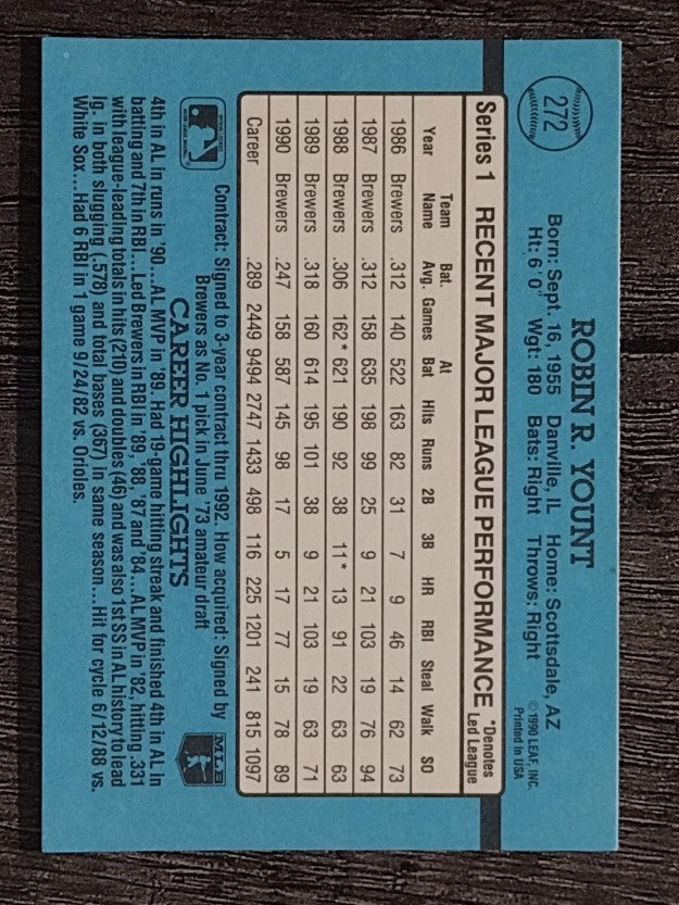 1991 Donruss #272 Robin Yount