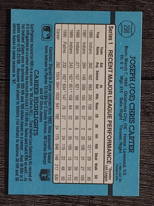 1991 Donruss #298 Joe Carter