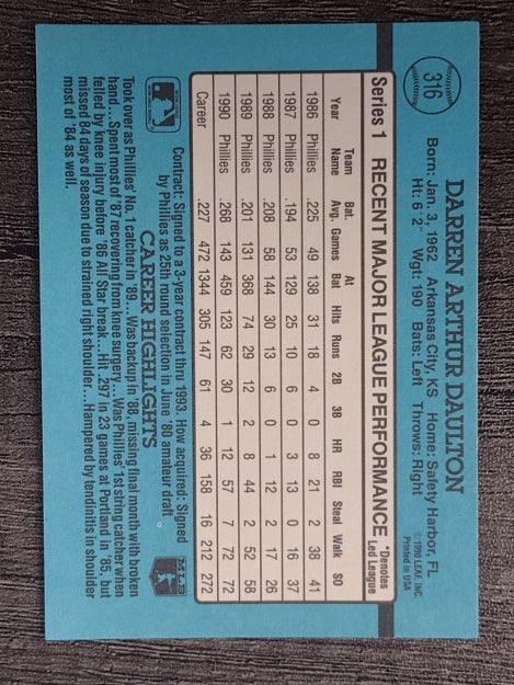 1991 Donruss #316 Darren Daulton