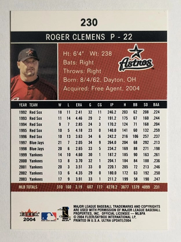 2004 Ultra #230 Roger Clemens