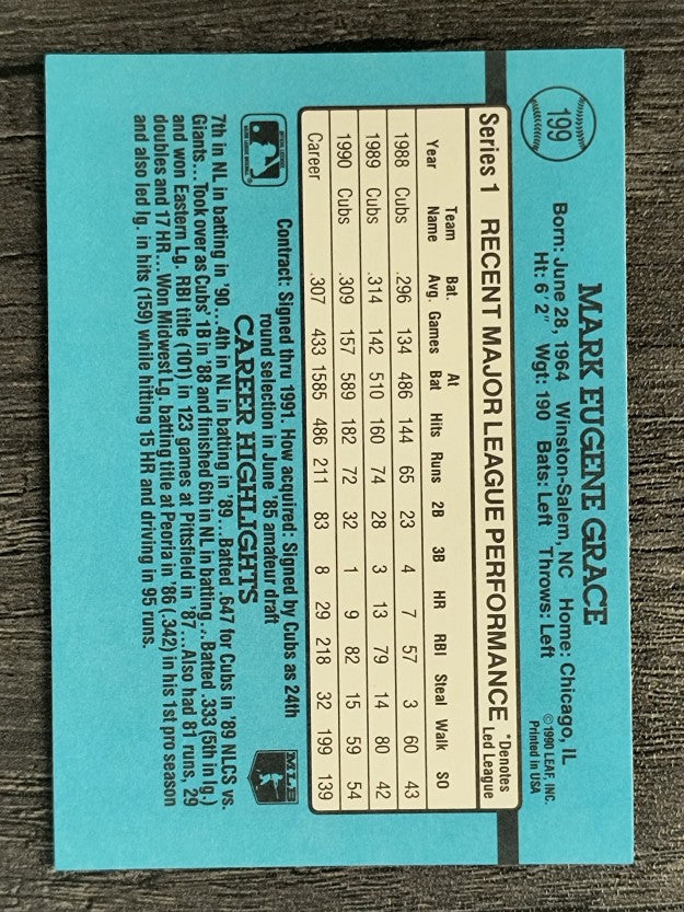 1991 Donruss #199 Mark Grace
