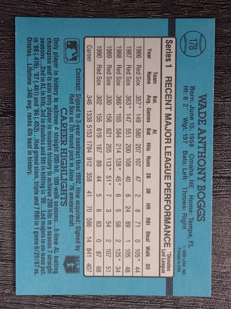 1991 Donruss #178 Wade Boggs