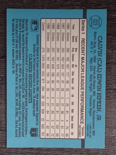 1991 Donruss #223 Cal Ripken