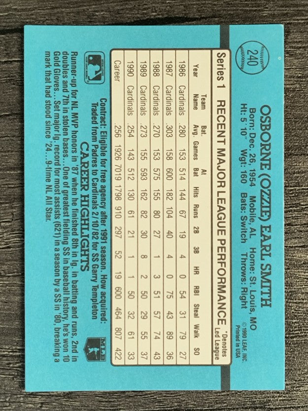 1991 Donruss #240 Ozzie Smith