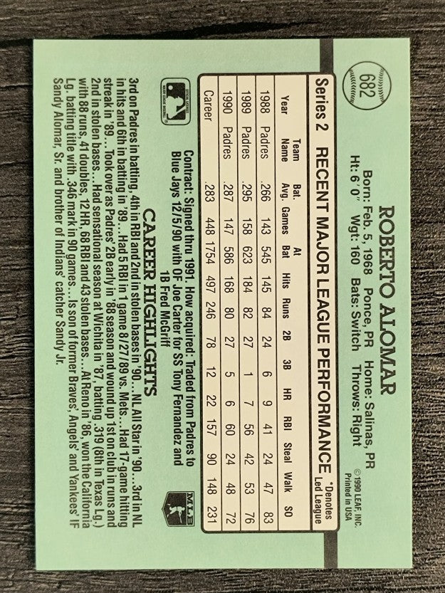 1991 Donruss #682 Roberto Alomar