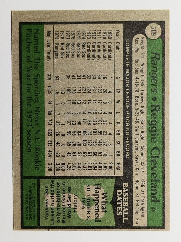 1979 Topps #209 Reggie Cleveland (VG)
