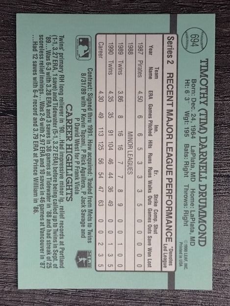 1991 Donruss #694 Tim Drummond