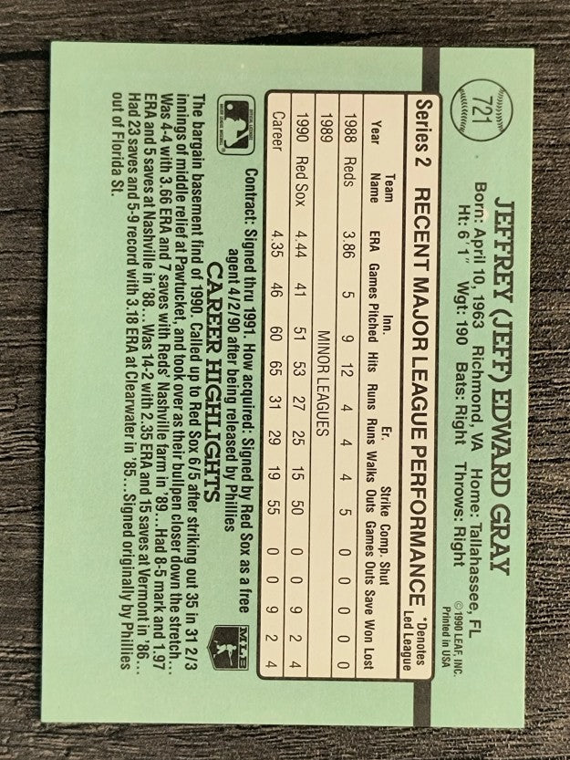 1991 Donruss #721 Jeff Gray RC