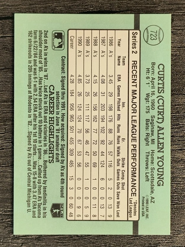 1991 Donruss #723 Curt Young